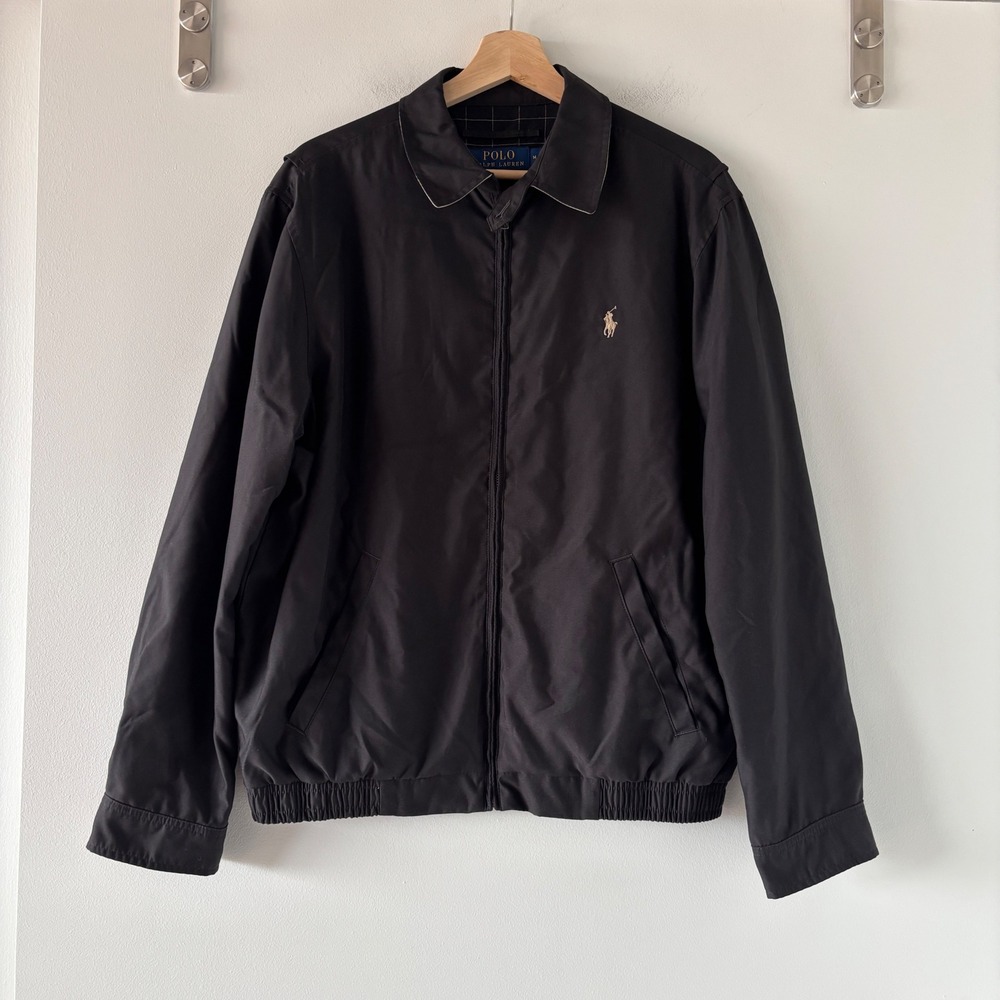 Polo Ralph Lauren Mens Harrington Swing Jacket Black Full Zip Windbreaker Medium